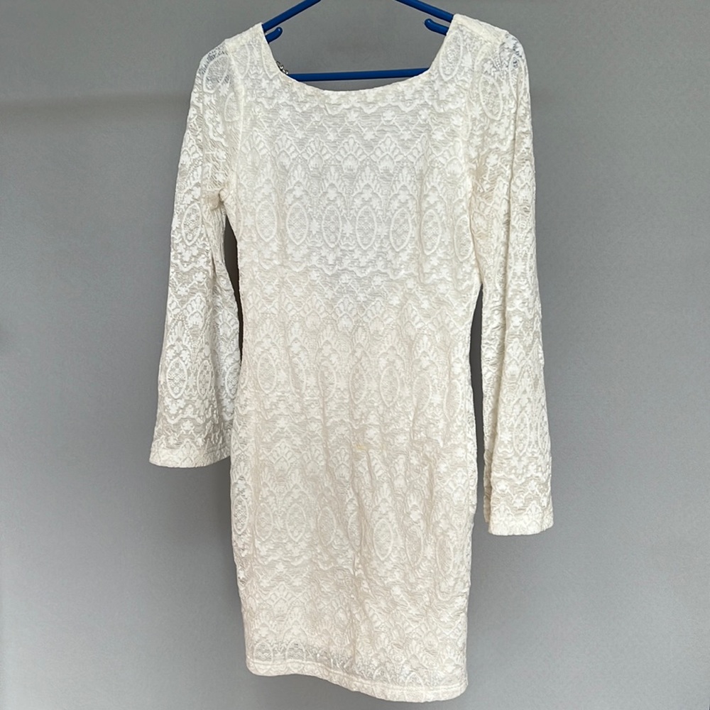 White Lace Chain Backless Dress